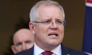 The prime minister, Scott Morrison, and the government services minister, Stuart Robert.