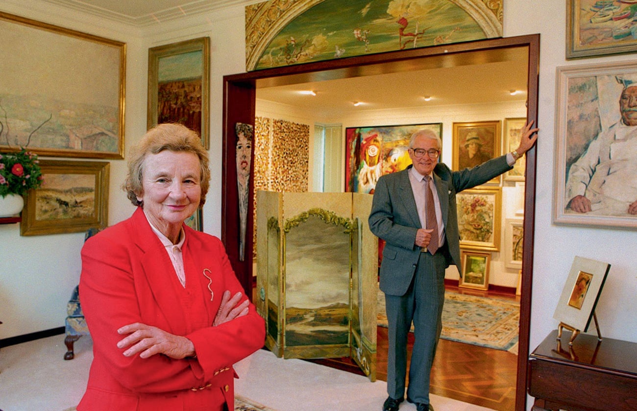 Lady Sheila Cruthers and Sir James Cruthers at their women’s gallery in Perth in 1995. Their son John has now launched the Sheila Foundation, dedicated to redressing the imbalance of Australian women in art history. 