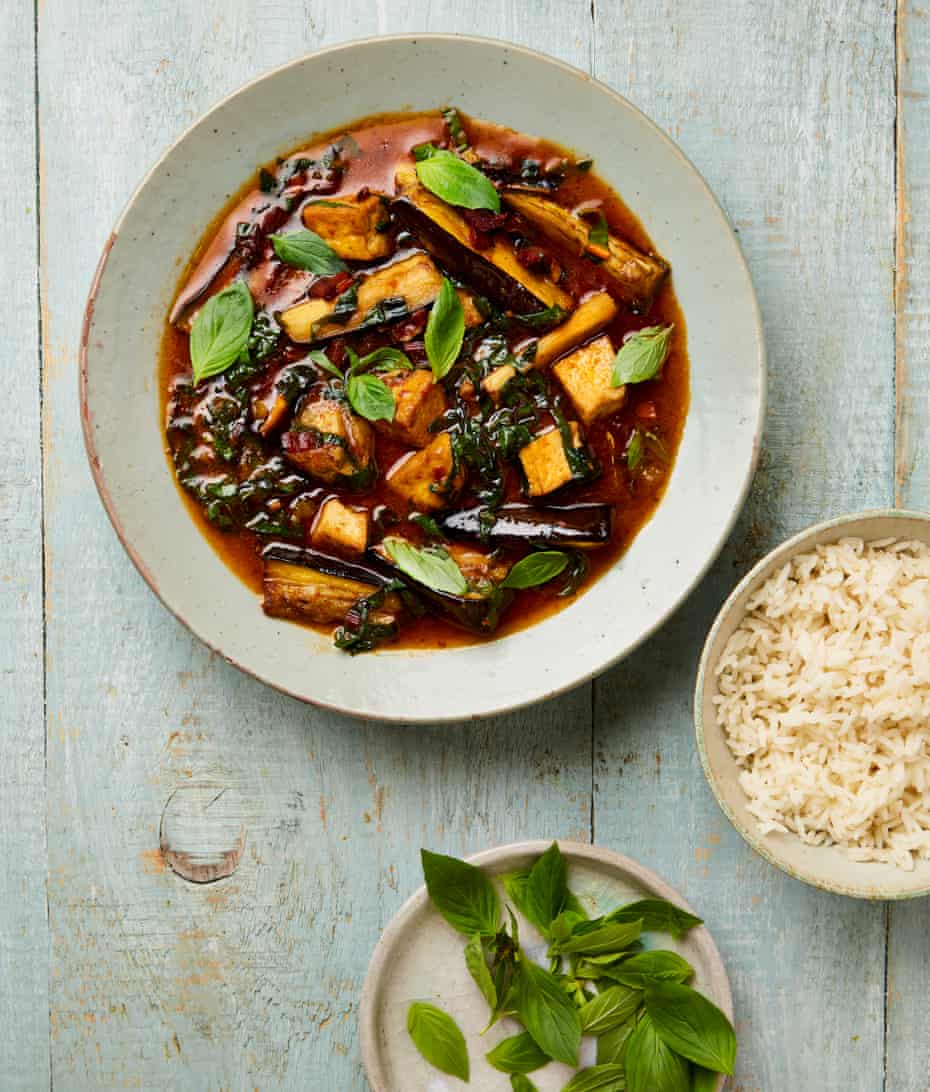 Meera Sodha’s Thai red curry with aubergines, rainbow chard and tofu.
