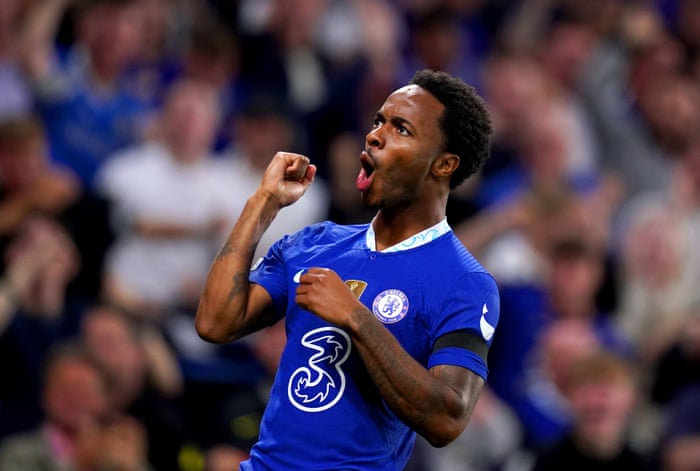 Chelsea's Raheem Sterling celebrates after opening the scoring.