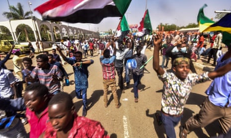 Demonstrators at a a rally demanding a civilian body to lead the transition to democracy, outside the army headquarters in Khartoum on Saturday.