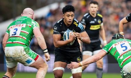 Greg Fisilau on the charge for Exeter against Leiceter in December