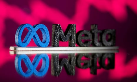 Logo of Meta against a red background
