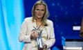 Sarina Wiegman with the award as Uefa women's coach of the year