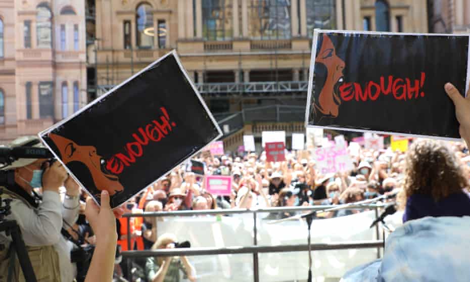 Protesters at the March 4 Justice rally in Sydney on Sunday.