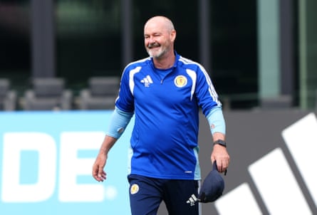 Scotland manager Steve Clarke smiles during a training session at Chase Stadium, Fort Lauderdale
