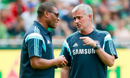 Chelsea manager Jose Mourinho and Technical Director Michael Emenalo during the pre-season friendly against Werder Bremen in August 2014.