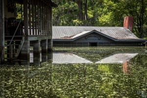 Floodwater remains high at the Mims Mitchell Hunting Club in Issaquena County, Mississipi on July 20, 2019. Due to its lower elevation, the area was engulfed by more than nine feet of water at its peak.