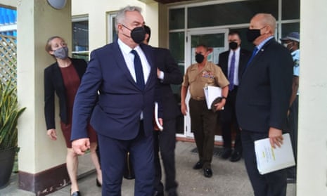 Indo-Pacific security adviser Kurt Campbell  leaves after meeting with the Solomon Islands government in Honiara