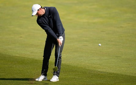 Rory McIlroy plays a shot on the 12th hole.