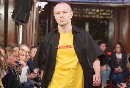 Rubchinskiy opens the Vetements AW15 show at Paris fashion week in his infamous DHL T-shirt.