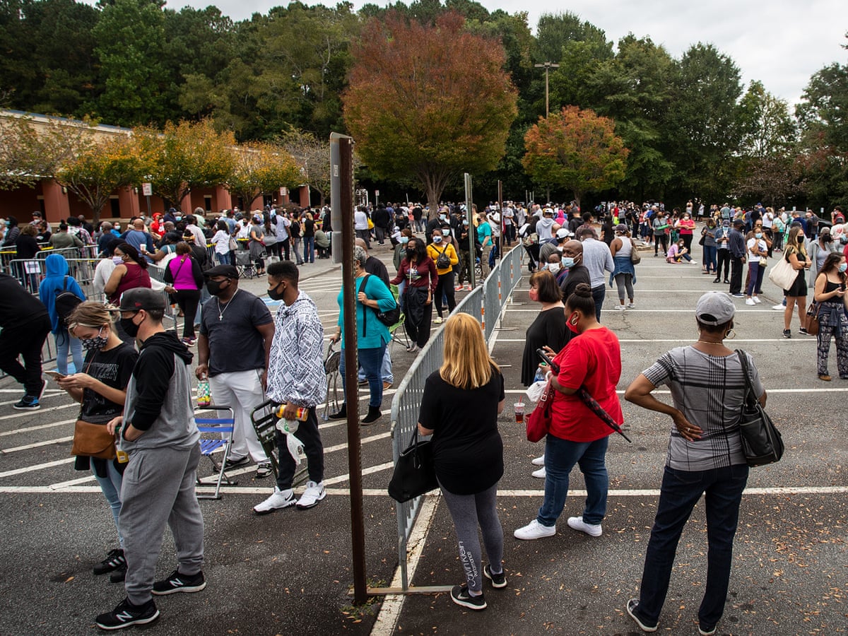 Record Turnout As Americans Endure Long Waits To Vote Early In 2020 Election Us News The Guardian