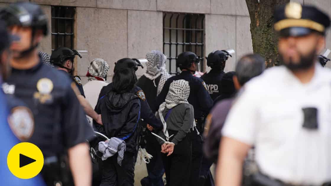 Dozens of Columbia student activists arrested during pro-Palestinian protest – video