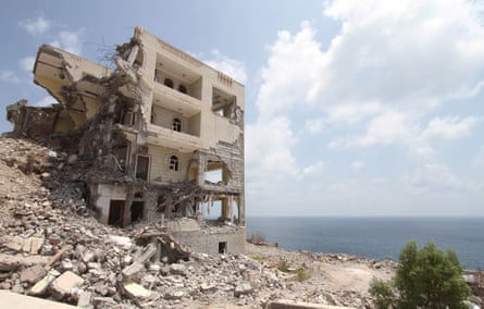 The ruins of the presidential palace in Yemen’s southern port city of Aden
