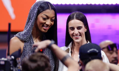 Angel Reese and Caitlin Clark at this year’s WNBA draft. They insist they have no personal animosity away from the court
