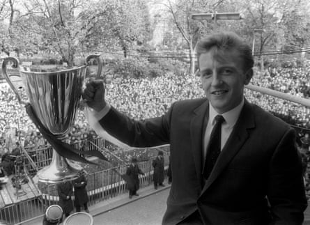 Terry Dyson shows off the Cup Winners’ Cup at a civic reception in May 1963