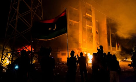 Protesters set fire to the Libyan parliament building in Tobruk
