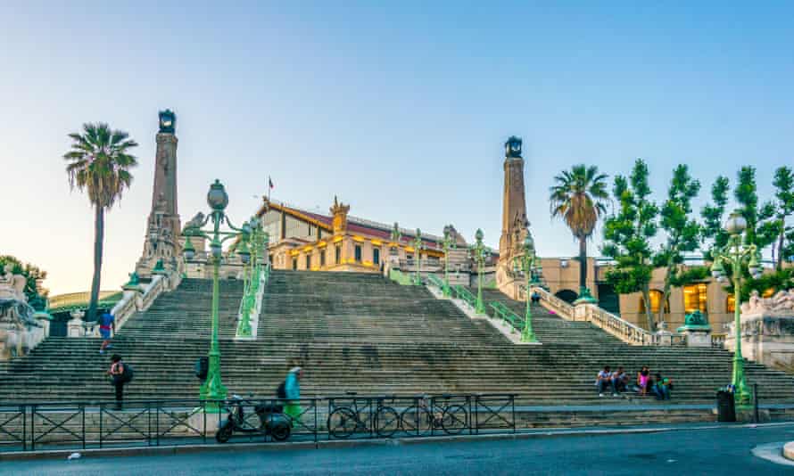 Stairway leading to Marseille’s Saint Charles station.