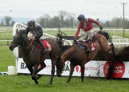 Grangeclare West, right, ridden by Paul Townend on their way to winning the Bobbyjo Chase at Fairyhouse in February.