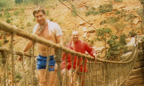 Stunt performers Vic Armstrong and Frank Henson on the rope bridge in Indiana Jones.