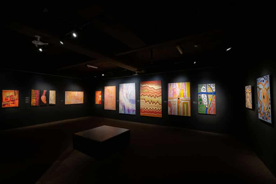 Contemporary paintings by Warlayirti artists complement the historical works on display