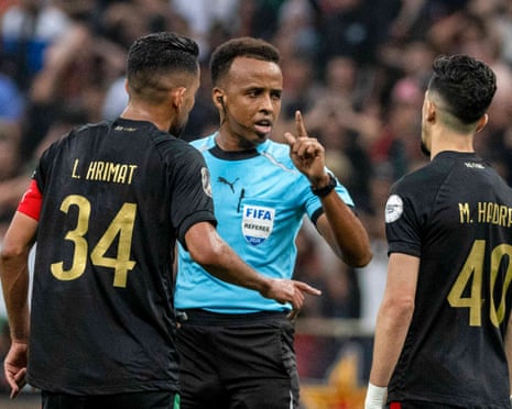 Somali referee Omar Artan during the CAF Champions League final between AS FAR and Mamelodi Sundowns in Rabat, Morocco, 24 May 2026.