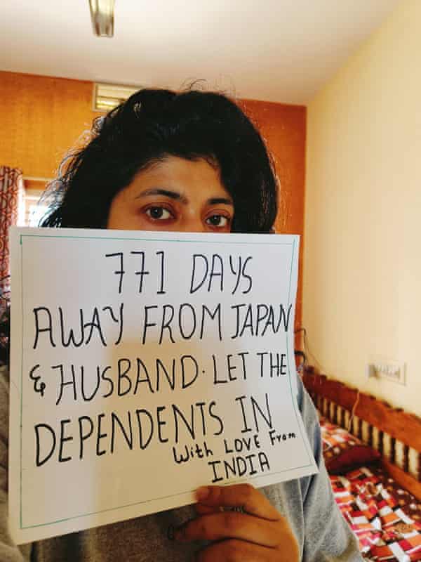 A woman in India whose husband is in Japan.