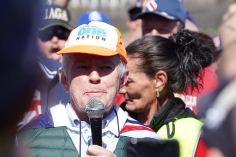 One Nation senator Malcolm Roberts speaks at an anti-mass immigration rally in Canberra, Sunday, August 31, 2025.
