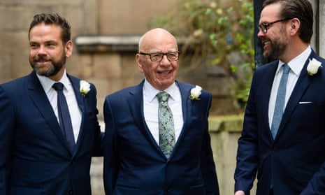 Left to right, Lachlan Murdoch, Rupert Murdoch and James Murdoch.