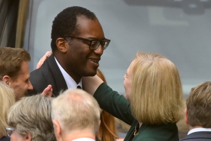 Kwasi Kwarteng with Liz Truss, when they met in a crowd of MPs at the Commons earlier this summer.
