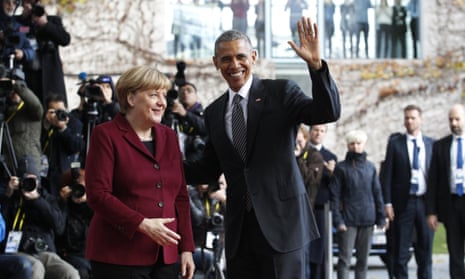 Obama with Angela Merkel in Berlin
