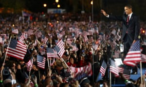 November 2008: a scene from the election night victory celebration in Chicago.