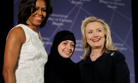 Samar Badawi with Hillary Clinton and Michelle Obama