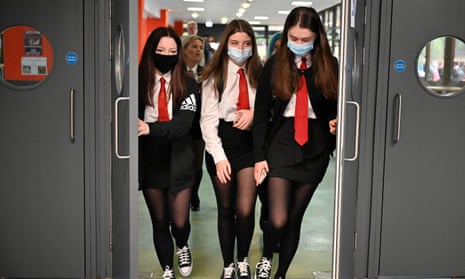 Pupils at St Paul’s high school in Glasgow. The measures will apply in communal areas and on school transport.