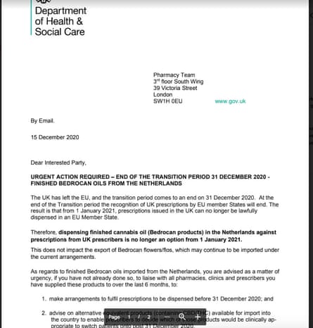 Department of health letter to pharmacy suppliers about Bedrolite