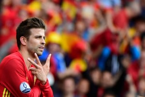 Pique celebrates scoring Spain’s winner.