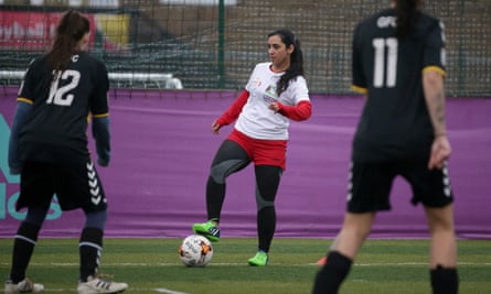 Khalida Popal attends a training session in south London in 2018