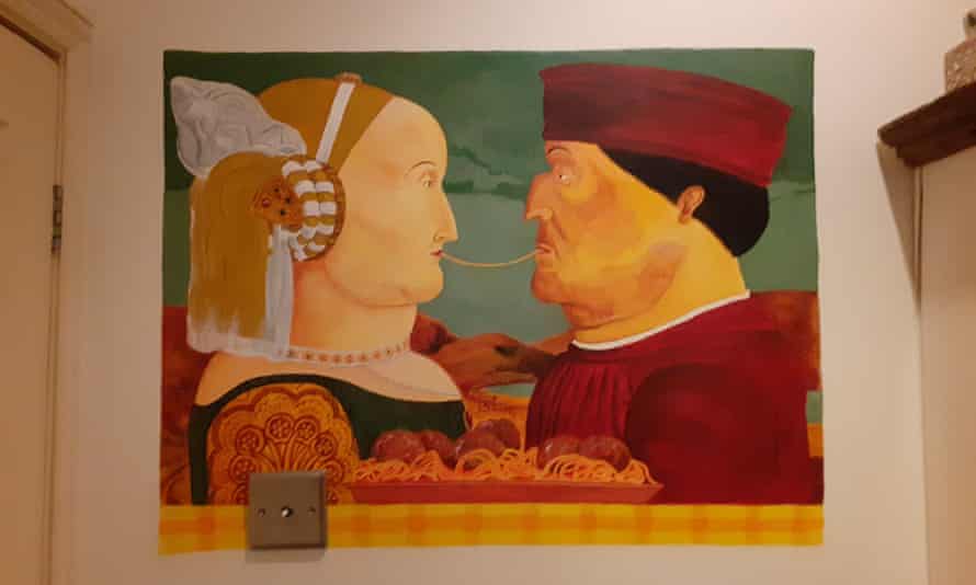 The Duke and Duchess of Urbino Federico da Montefeltro and Battista Sforza by Piero della Francesca, painted with a twist by Bryn Haworth.