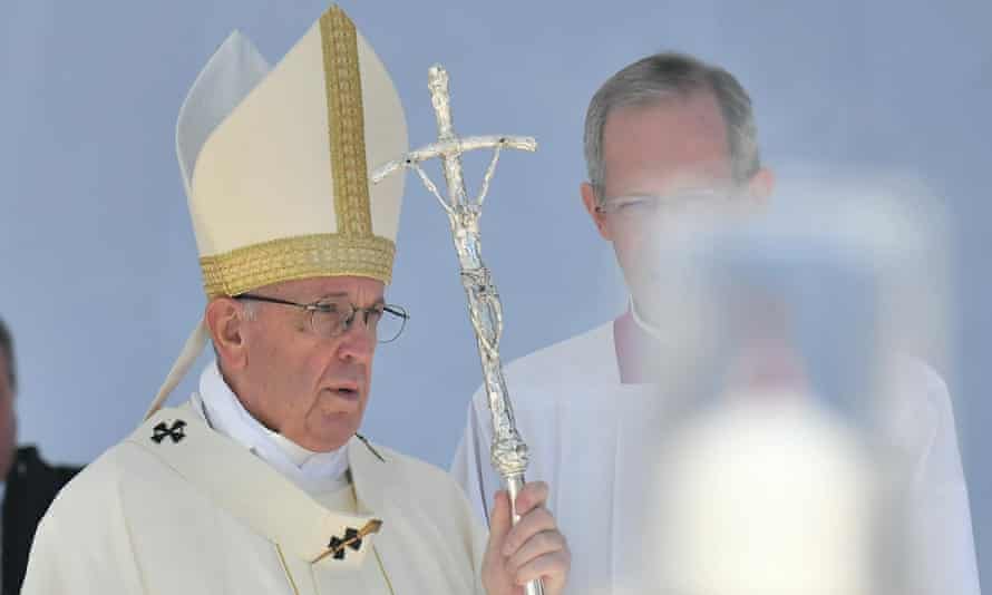 Pope Francis performing a mass in UAE