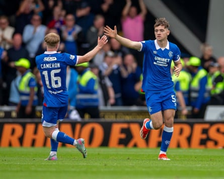 Findlay Curtis (right) celebrates with Lyall Cameron after equalising for Rangers