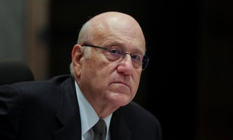 Lebanon's caretaker Prime Minister Najib Mikati heads a cabinet meeting in Beirut.