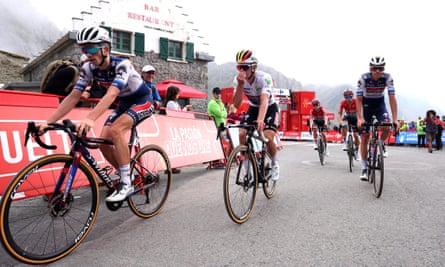 Remco Evenepoel is led home by his Soudal-QuickStep teammates.