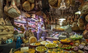 A typical grocery shop in Bologna.
