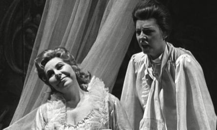 Christa Ludwig as the Marschallin, left, and Yvonne Minton as Oktavian in Der Rosenkavalier at the Paris Opera, 1976.
