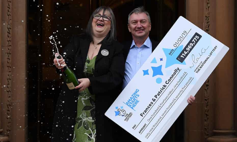 Frances and Patrick Connolly celebrate winning the EuroMillions Jackpot, January 2019