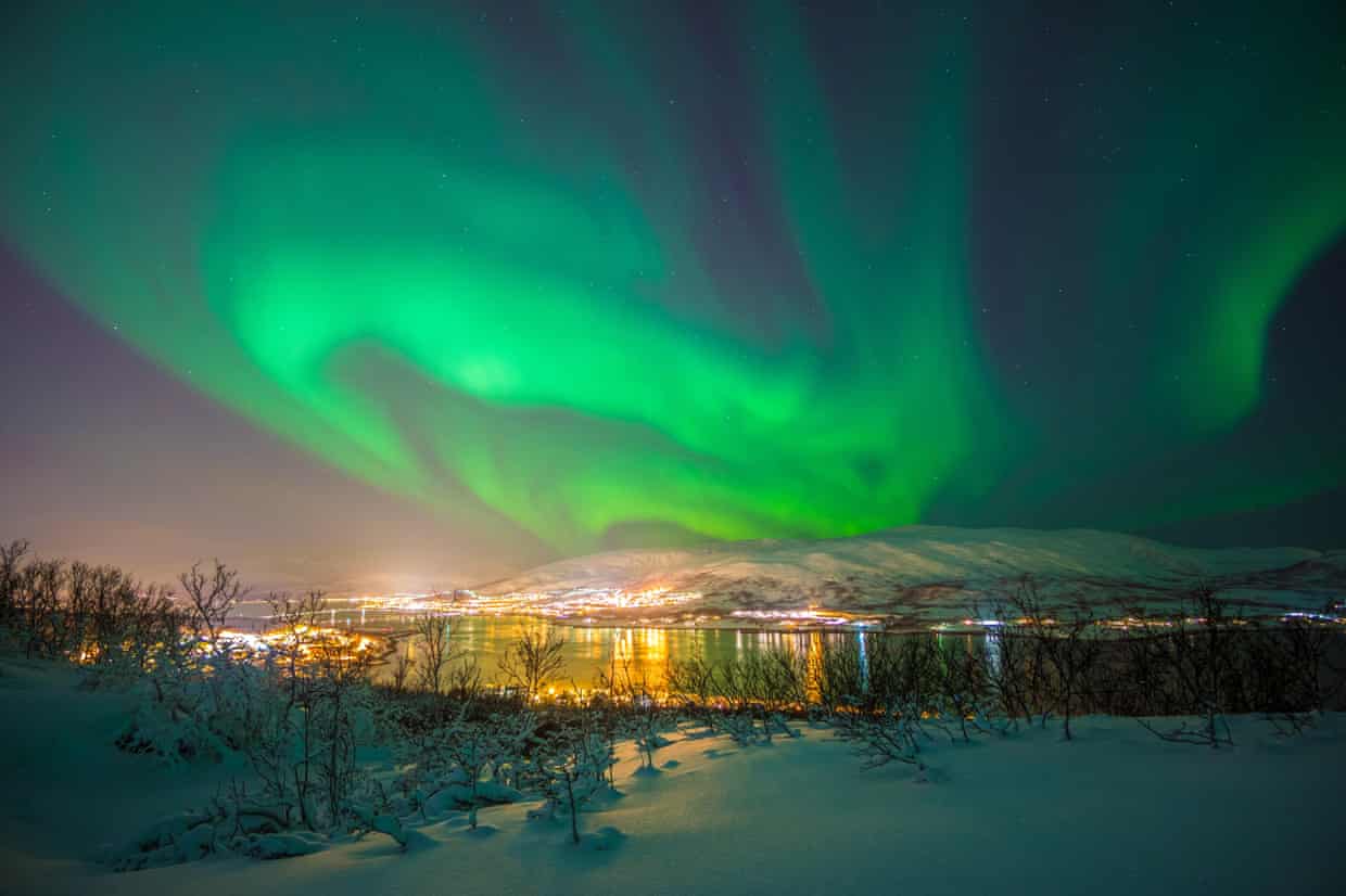 The northern lights over Tromsø, Northern Norway
