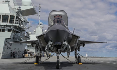 A UK F-35 Lightning jet on HMS Queen Elizabeth for the first time in 2019.