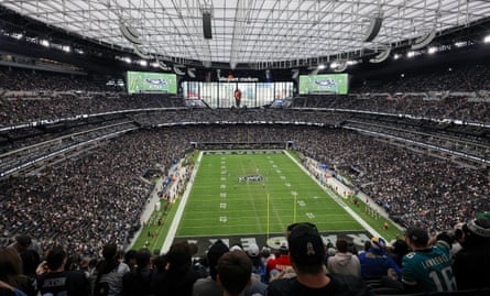A general view of the field shows the Jacksonville Jaguars and the Las Vegas Raiders in the first quarter of their game at Allegiant Stadium on December 22, 2024 in Las Vegas, Nevada.