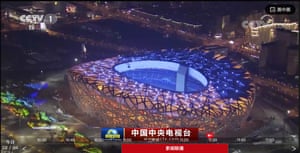 The Bird’s Nest stadium in Beijing on Chinese TV.