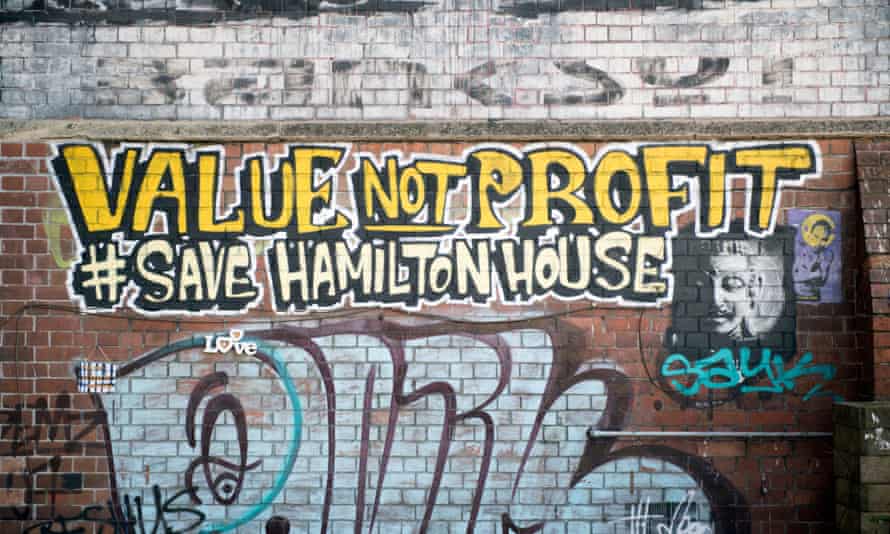 Graffiti protesting about the plans for Hamilton House.